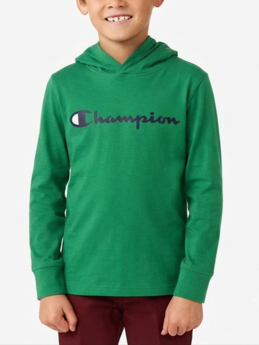 Champion Boy Long Sleeve Hooded T-Shirt Green Reef Size 5T